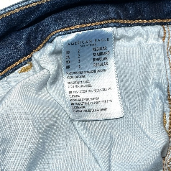 American Eagle Women’s Next Level Stretch Jegging Crop Distressed Hi-rise Jeans - Picture 10 of 11